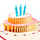 3dは幸せな誕生日ケーキグリーティングカードをポップアップ  レッド  15x10cm DIY-N0001-109R-1