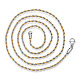 Two Tone 304 Stainless Steel Rope Chains Necklace for Men Women NJEW-N052-02-2