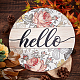 Creatcabin Vintage Acción de Gracias Hola Bienvenido Placa de madera de otoño para puerta de pared con flores colorido ramo floral decoración colgante de madera para entrada AJEW-WH0283-81-4