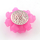 Frosted Style Acrylic Flower Cabochons with Acrylic Rhinestone and Platinum Tone Iron Bottom FIND-R027-14D-2