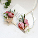 CRASPIRE 2PCS Rose Wrist Corsage Boutonniere Set Pink Artificial Bridal Wrist Flower AJEW-CP0001-60-6