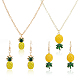 FIBLOOM 2 Sets 2 Style Alloy Pineapple Pendant Necklace & Dangle Earrings SJEW-FI0001-01-1
