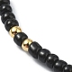Ensemble de bracelets extensibles en perles de laiton et pierres précieuses naturelles mélangées BJEW-TA00340-4