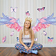 Superdant adesivi ali rosa farfalle colorate arte della parete ali di piume decalcomanie da muro stacca e attacca adesivi murali rimovibili per la camera della ragazza decorazione della stanza dei bambini DIY-WH0228-597-3