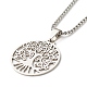Flat Round with Tree of Life Pendant Necklace for Girl Women NJEW-JN03711-1