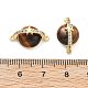 Подвески-коннекторы из латуни с натуральным тигровым глазом KK-B129-03G-3