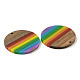 Подвески Pride на тему радуги из смолы и орехового дерева WOOD-K012-07B-2