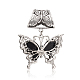 Antique Silver Plated Alloy Acrylic Rhinestone Butterfly Big Pendants PALLOY-J196A-04AS-2