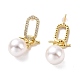 Orecchini pendenti ovali con zirconi chiari con nodo e perla in plastica EJEW-A072-01LG-2