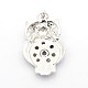 Alloy Rhinestone Owl Pendant Makings for Snap Buttons MAK-O006-03A-NR-2