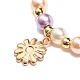 Bracelet extensible en perles de verre avec breloque marguerite en alliage d'émail pour femme BJEW-JB08541-5