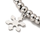 304 bracelet à breloques flocon de neige en acier inoxydable avec 201 perles rondes en acier inoxydable pour femme BJEW-B057-14P-3