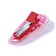 Plastic Alligator Hair Clips with Paillette & Platinum Plated Iron Base PHAR-L005-B02-2