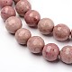 Dyed Natural Rhodonite Round Bead Strands G-L377-06-12mm-1