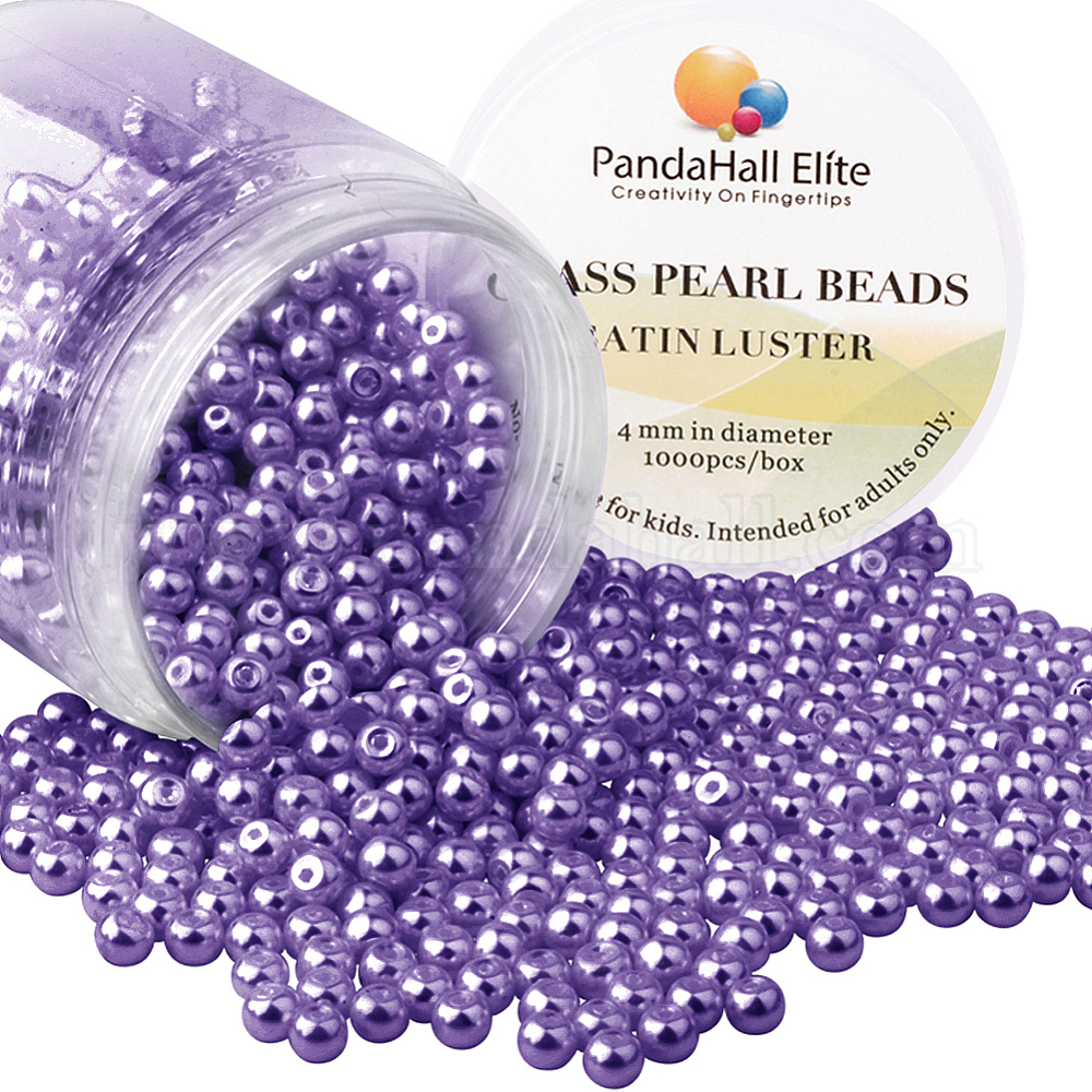 Shop PandaHall Elite 4mm About 1000pcs Tiny Glass Pearl Round Beads ...