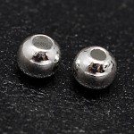 Perles 925 en argent sterling, perles rondes sans soudure, couleur d'argent, 3mm, Trou: 1~1.2mm, environ 377 pcs/20 g