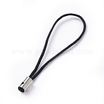 Correa del teléfono móvil, coloridas correas del teléfono celular de diy, bucle de cordón de nailon con extremos de aleación, negro, 50~60mm