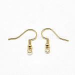 Brass Earring Hooks, with Horizontal Loop, Real 18K Gold Plated, 18x18x3mm, Hole: 1.5mm, Pin: 0.8mm
