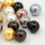 Shell Pearl Beads, No Hole, Round, Mixed Color, 12mm