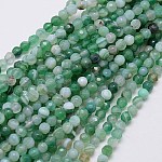 Chapelets de perles en agate à rayures naturelles/agates à bandes, facette, teinte, ronde, vert de mer, 4mm, Trou: 0.5mm