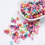 Perle acriliche poli stirene ecologiche, ab colore placcato, tondo, colore misto, 8mm, Foro: 1 mm, circa 2000pcs/500g