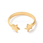 Ion Plating(IP) 304 Stainless Steel Double Star Open Cuff Ring for Women RJEW-K245-27G
