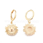 Brass Sunflower Dangle Leverback Earrings for Women EJEW-N012-65