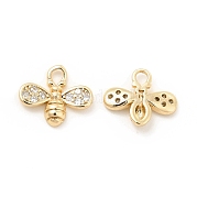 Brass Micro Pave Clear Cubic Zirconia Charms KK-G447-07G