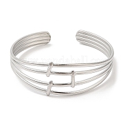 304 Stainless Steel Multi Line Cuff Bangles for Women BJEW-L682-006P