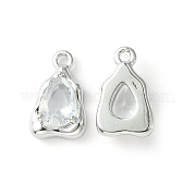 Brass Micro Pave Clear Cubic Zirconia Charms KK-L208-09P-B