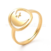Ion Plating(IP) 201 Stainless Steel Moon & Star Adjustable Ring for Women RJEW-F131-07G