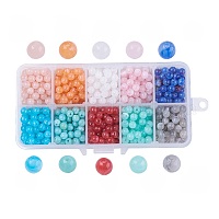 10色アクリル天然石風ビーズ  ラウンド  ミックスカラー  6mm  穴：1.5mm  約85~88PCS /カラー  850~880個/箱&nbsp;OACR-JP0001-01-6mm