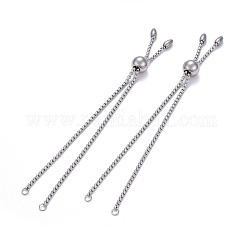Bracciale scorrevole in acciaio inossidabile 304 anti-ossidazione/fabbricazione di bracciali bolo, con catena a scatola, colore acciaio inossidabile, 10-5/8 pollice (27 cm)