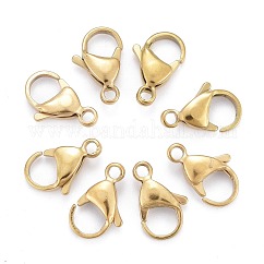 Placcatura ionica (ip) fermagli a moschettone in acciaio inossidabile 304, fermagli del grilletto del pappagallo, vero placcato oro 18k, 15x9x4.5mm, Foro: 2 mm