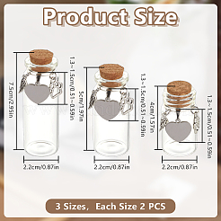 6 шт. 3 стиля прозрачные стеклянные бутылки желаний&nbsp;AJEW-DR00047