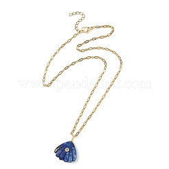 Collier pendentif en forme de coquillage sculpté dans une pierre naturelle mélangée&nbsp;NJEW-JN06586