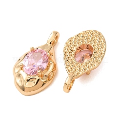 Pendentifs en laiton pavé de perles et de zircon cubiques roses&nbsp;KK-A304-16G