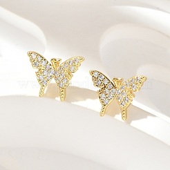 Latón micro pave aretes de circonita cúbica transparente&nbsp;EJEW-A128-01G