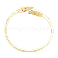 Кубический цирконий лист открытая манжета браслет BJEW-N012-045