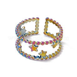 Ионное покрытие (ip) 304 нержавеющая сталь звезды двойная линия открытое кольцо-манжета для женщин&nbsp;RJEW-C045-24M