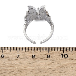 Латунные кольца-манжеты с микропаве и прозрачным цирконием для женщин RJEW-S398-03B-P