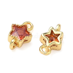 Латунные подвески-звездочки с инкрустацией из кубического циркония&nbsp;KK-P348-08G-06