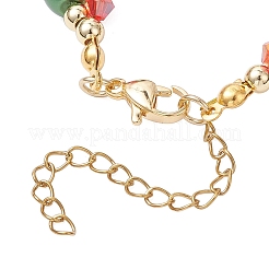 Рождественские браслеты из стеклянных и запекаемых бусин с перламутровым покрытием для женщин BJEW-JB12441-01