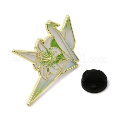 Anstecknadeln mit Papierkranich- und Lilienmotiv aus Emaille für Damenbekleidung&nbsp;LS-JEWB-F043-02B