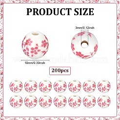 200 шт. фарфоровые бусины ручной работы с принтом PORC-ME0001-09