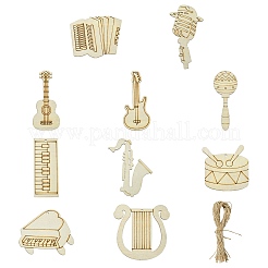 30 ensemble de pendentifs en bois vierges non finis pour les arts de la peinture&nbsp;WOOD-CJC0005-59