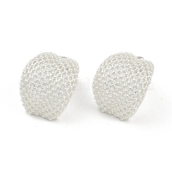 Полые выпуклые латунные серьги-гвоздики EJEW-Q391-21S-02