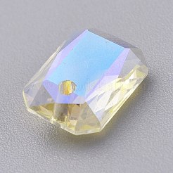 ガラスラインストーンチャーム  多面カット  長方形  クリスタルのきらめき  11.5x8x4.5mm  穴：1.4mm&nbsp;RGLA-A024-J03-001SI