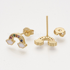 Latón aretes de óxido de circonio cúbico&nbsp;LS-EJEW-S201-169E