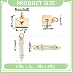 12 шт. 2 стиля латунных эмалевых подвесок&nbsp;KK-AR0004-70